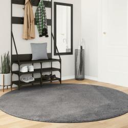 Tapis HUARTE &agrave; poils courts doux et lavable anthracite &Oslash; 200 cm alsavelo