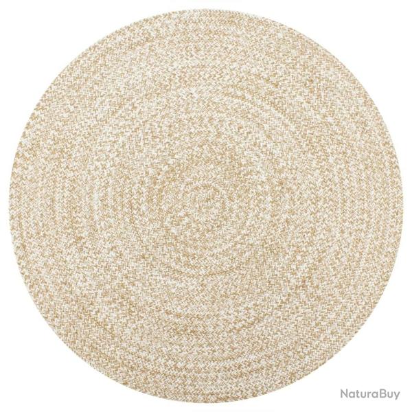 Tapis fait � la main Jute Blanc et naturel 90 cm alsavelo