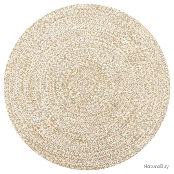 Tapis fait � la main Jute Blanc et naturel 120 cm alsavelo