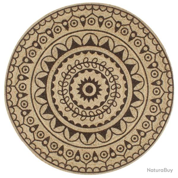 Tapis fait � la main Jute avec imprim� marron fonc� 90 cm alsavelo