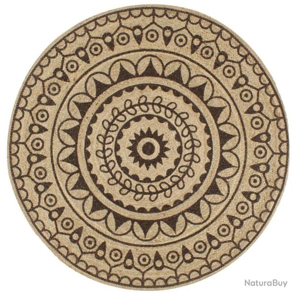 Tapis fait � la main Jute avec imprim� marron fonc� 120 cm alsavelo