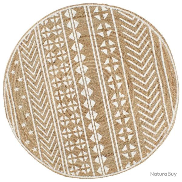 Tapis fait � la main Jute avec imprim� blanc 150 cm alsavelo