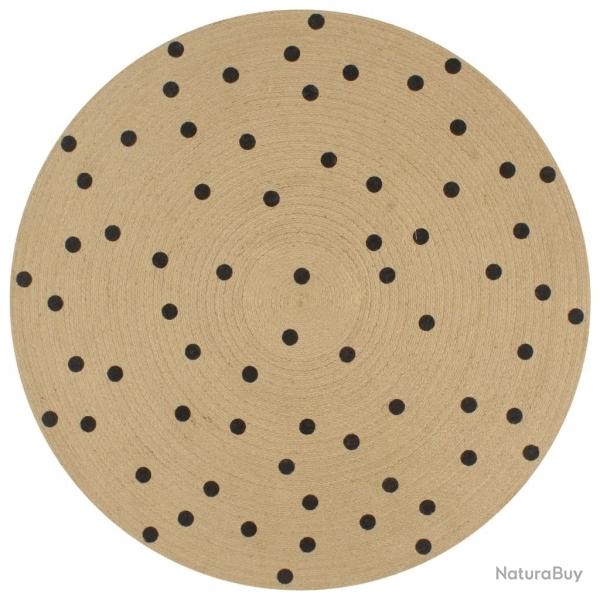 Tapis fait � la main Jute avec imprim� � pois 120 cm alsavelo