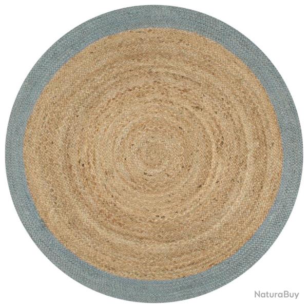 Tapis fait � la main Jute avec bord vert olive 150 cm alsavelo