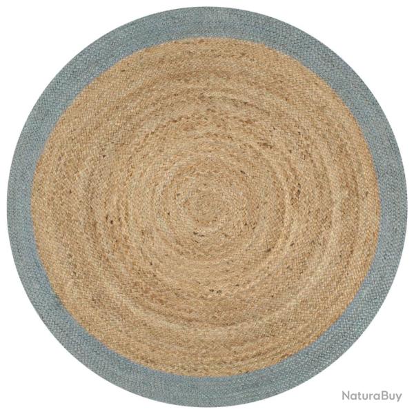 Tapis fait � la main Jute avec bord vert olive 120 cm alsavelo