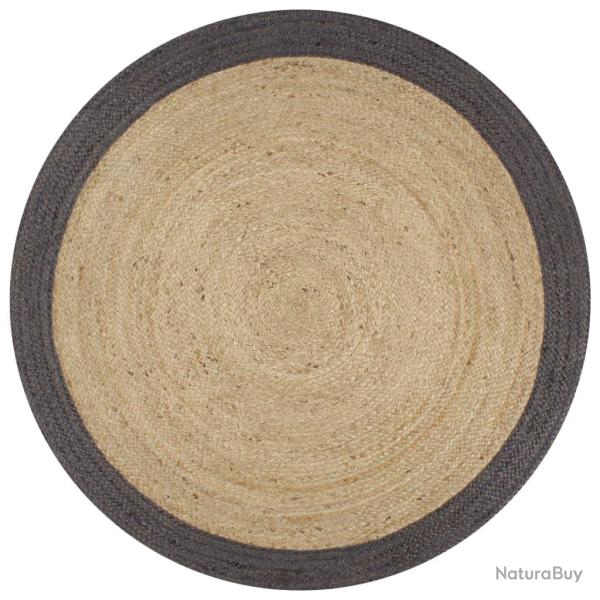 Tapis fait � la main Jute avec bord gris fonc� 120 cm alsavelo