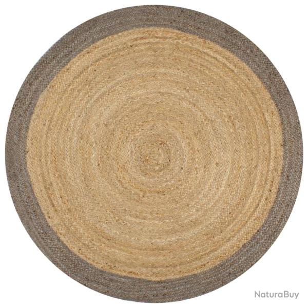 Tapis fait � la main Jute avec bord gris 150 cm alsavelo