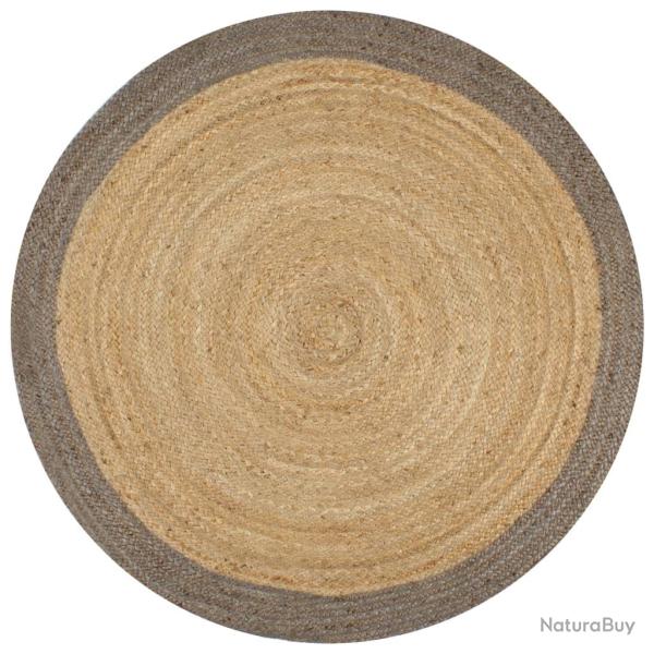 Tapis fait � la main Jute avec bord gris 120 cm alsavelo