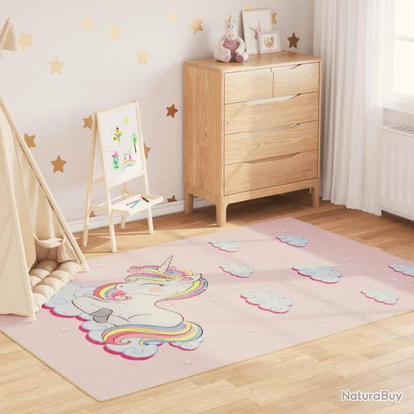 Tapis enfants rose 160x230 cm licorne antid�rapant lavable alsavelo