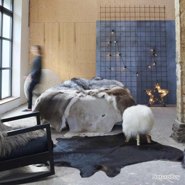 Tapis en peau de vache v�ritable Noir 150 x 170 cm alsavelo