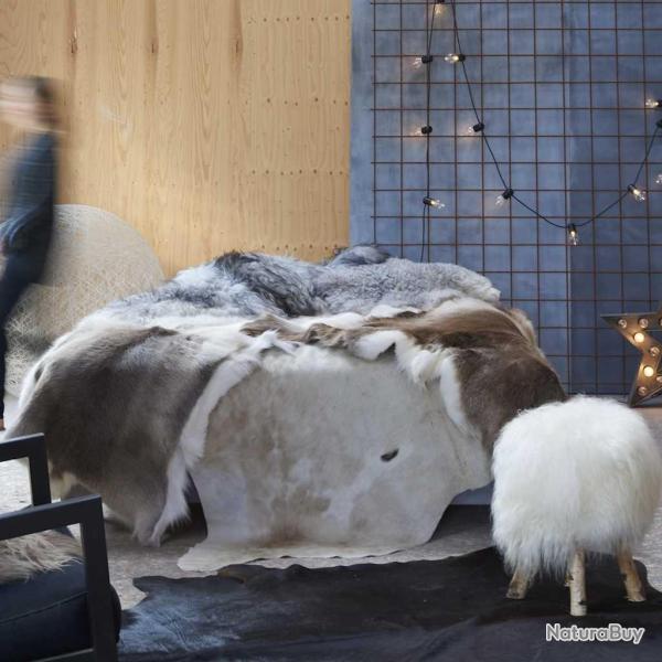 Tapis en peau de vache v�ritable marron et blanc 180x220 cm alsavelo