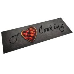 Tapis de cuisine lavable texte Cooking 60x180 cm velours alsavelo