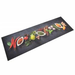 Tapis de cuisine lavable impression d'&eacute;pices 60x180 cm velours alsavelo