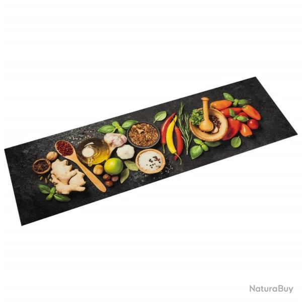Tapis de cuisine lavable impression d'�pices 45x150 cm velours alsavelo