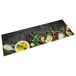 Tapis de cuisine lavable impression d'&eacute;pices 45x150 cm velours alsavelo