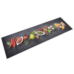 Tapis de cuisine lavable impression d'&eacute;pices 45x150 cm velours alsavelo