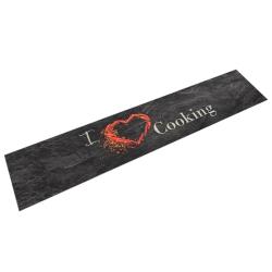 Tapis de cuisine lavable impression cuisine noir 60x300 cm alsavelo