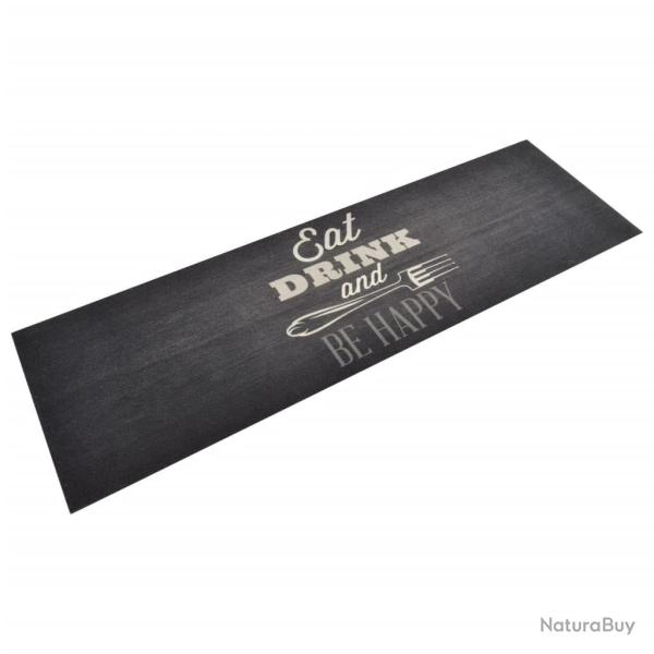 Tapis de cuisine lavable impression cuisine noir 60x180 cm alsavelo