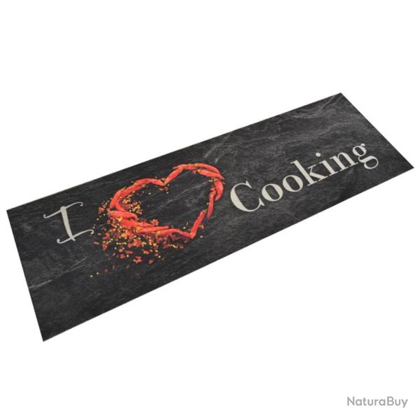 Tapis de cuisine lavable impression cuisine noir 60x180 cm alsavelo