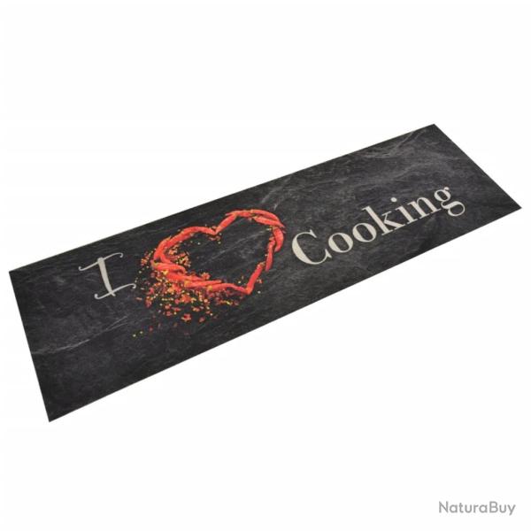 Tapis de cuisine lavable impression cuisine noir 45x150 cm alsavelo