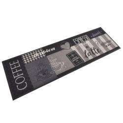 Tapis de cuisine lavable impression caf&eacute; noir 60x180 cm velours alsavelo