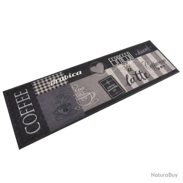 Tapis de cuisine lavable impression caf� noir 60x180 cm velours alsavelo