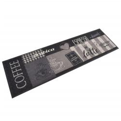 Tapis de cuisine lavable impression caf&eacute; noir 45x150 cm velours alsavelo
