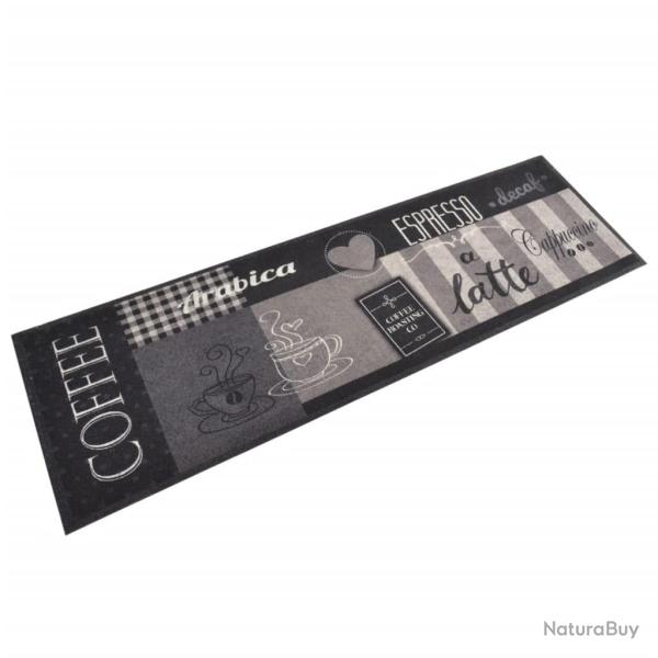Tapis de cuisine lavable impression caf� noir 45x150 cm velours alsavelo