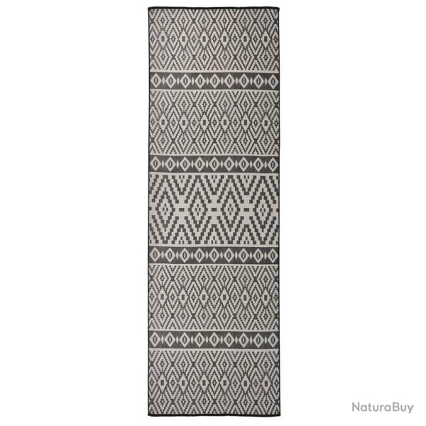 Tapis � tissage plat d'ext�rieur 80x250 cm Rayures noires alsavelo