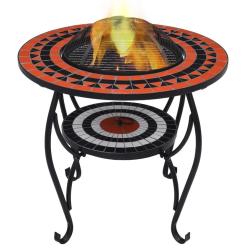 Table de foyer mosa&iuml;que Terre cuite et blanc 68 cm C&eacute;ramique