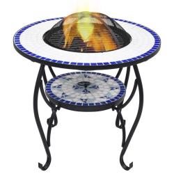 Table de foyer mosa&iuml;que Bleu et blanc 68 cm C&eacute;ramique