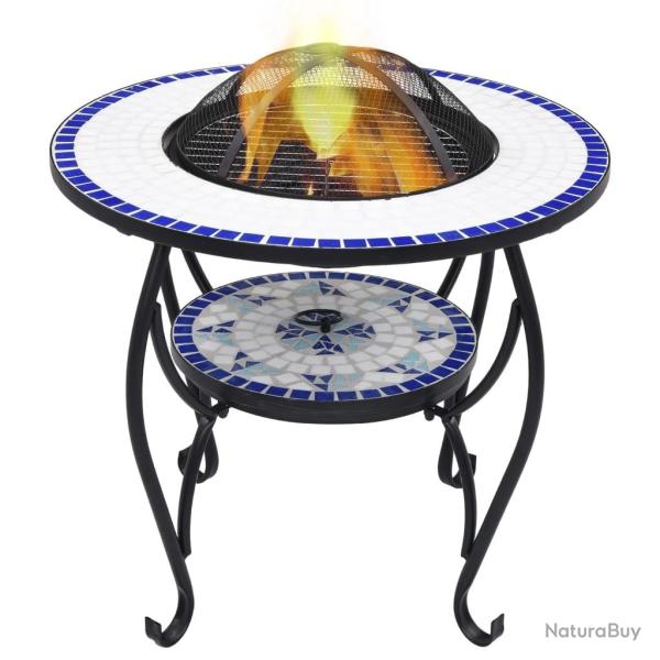 Table de foyer mosa�que Bleu et blanc 68 cm C�ramique alsavelo