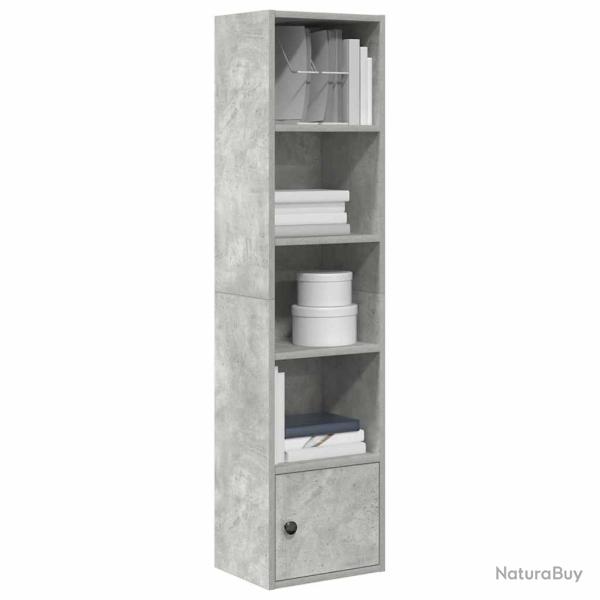 Biblioth�que gris b�ton 31x24x127 cm bois d'ing�nierie