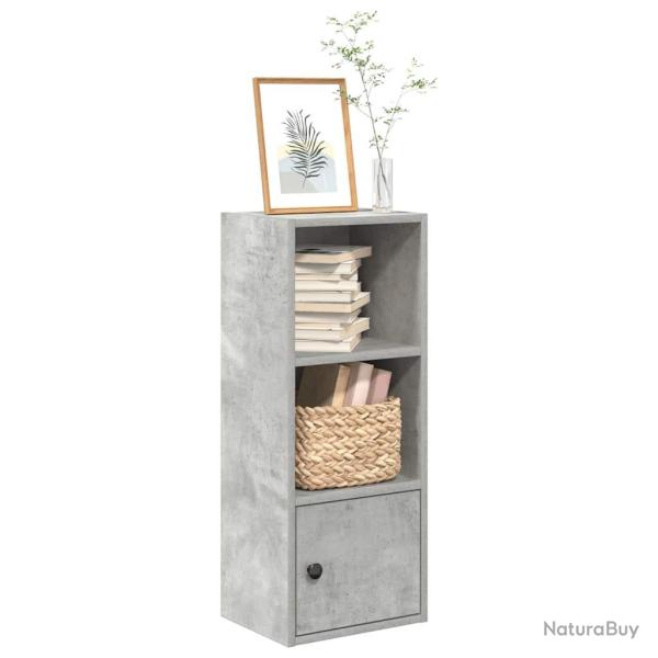 Biblioth�que gris b�ton 31x24x77 cm bois d'ing�nierie alsavelo