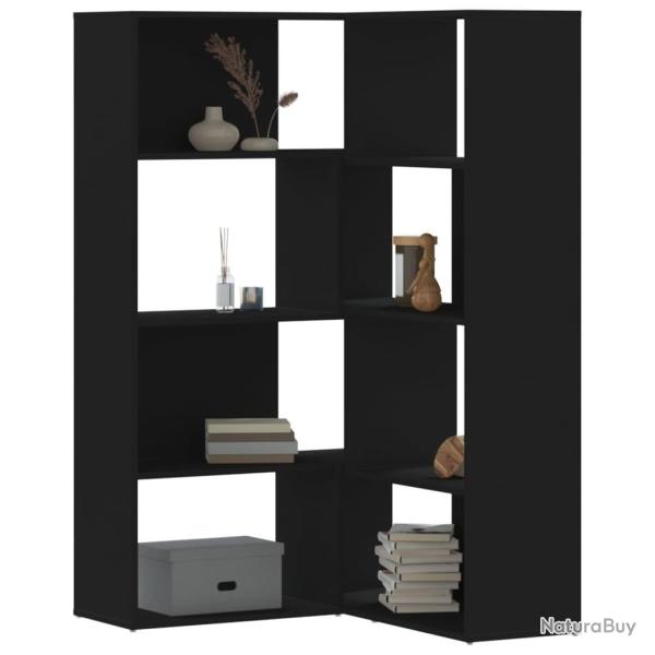 Biblioth�que d'angle � 4 niveaux noir bois d'ing�nierie alsavelo