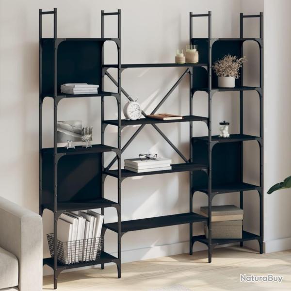 Biblioth�que noir 155,5x24x166,5 cm bois d'ing�nierie alsavelo