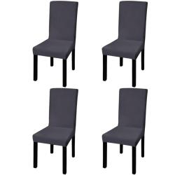 Housse de chaise droite extensible 4 pcs anthracite alsavelo