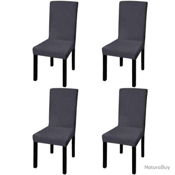 Housse de chaise droite extensible 4 pcs anthracite alsavelo