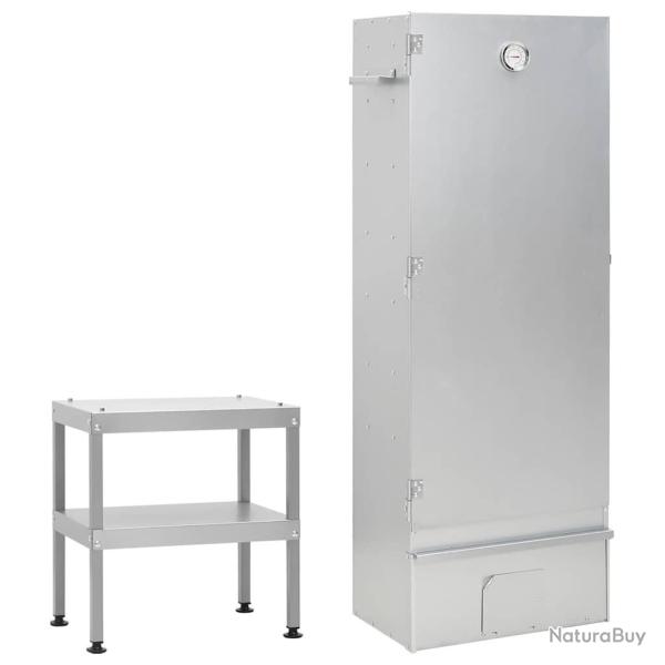 Fumoir � four � barbecue avec table acier galvanis� alsavelo