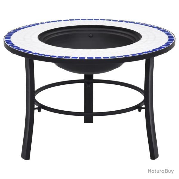 Foyer mosa�que Bleu et blanc 68 cm C�ramique alsavelo