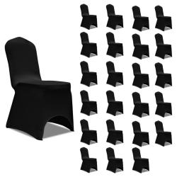 Housses &eacute;lastiques de chaise Noir 24 pcs alsavelo