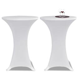 Housses &eacute;lastiques de table &Oslash; 60 cm Blanc 2 pcs alsavelo