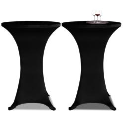 Housses &eacute;lastiques de table &Oslash; 80 cm Noir 2 pcs alsavelo