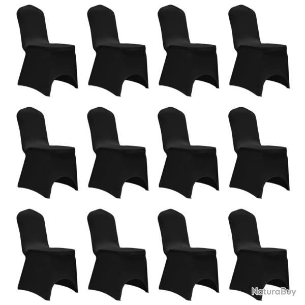 Housses �lastiques de chaise Noir 12 pcs alsavelo