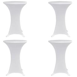 Housses &eacute;lastiques de table &Oslash; 70 cm Blanc 4 pcs alsavelo