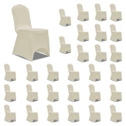 Housses &eacute;lastiques de chaise Cr&egrave;me 30 pcs alsavelo