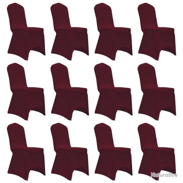 Housses �lastiques de chaise Bordeaux 12 pcs alsavelo