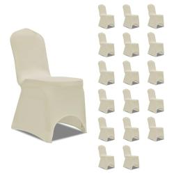 Housses &eacute;lastiques de chaise Cr&egrave;me 18 pcs alsavelo