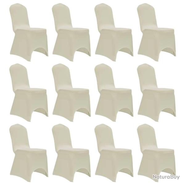 Housses �lastiques de chaise Cr�me 12 pcs alsavelo