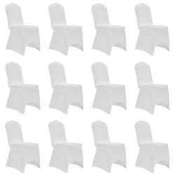 Housses &eacute;lastiques de chaise Blanc 12 pcs alsavelo